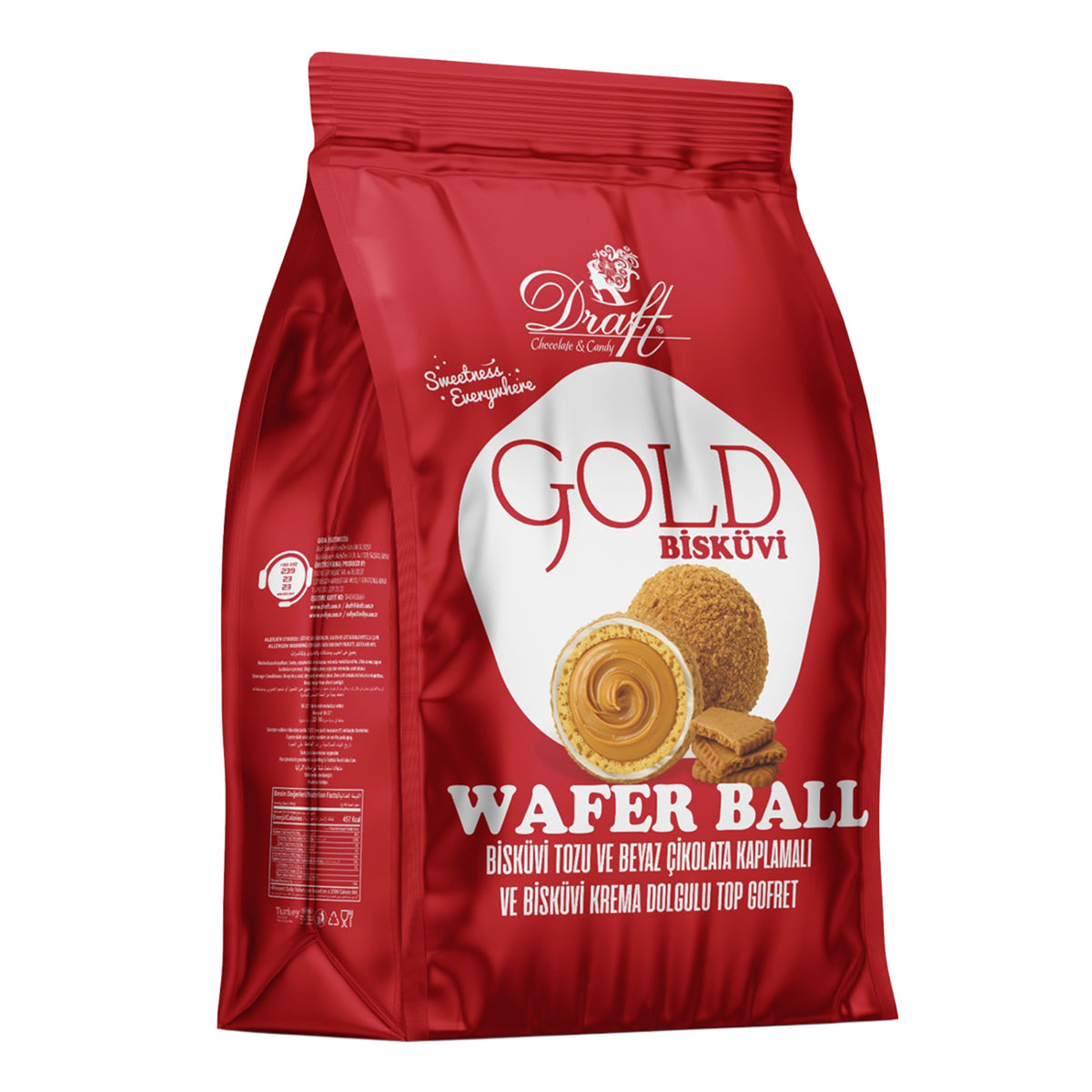 Draft Gold Biscuit Coated Filled Wafer (Bisküvi Kaplamalı Dolgulu Top Gofret) 150 G