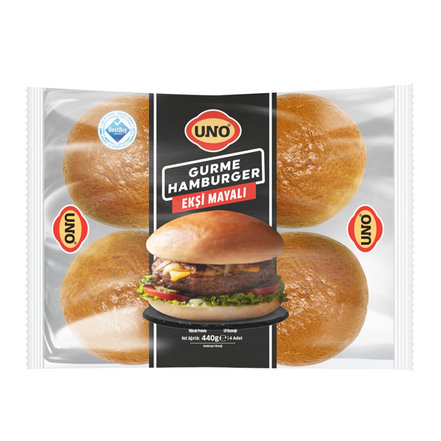 Uno Gourmet Hamburger Bun (Gurme Hamburger Ekmeği) 4 x 110g