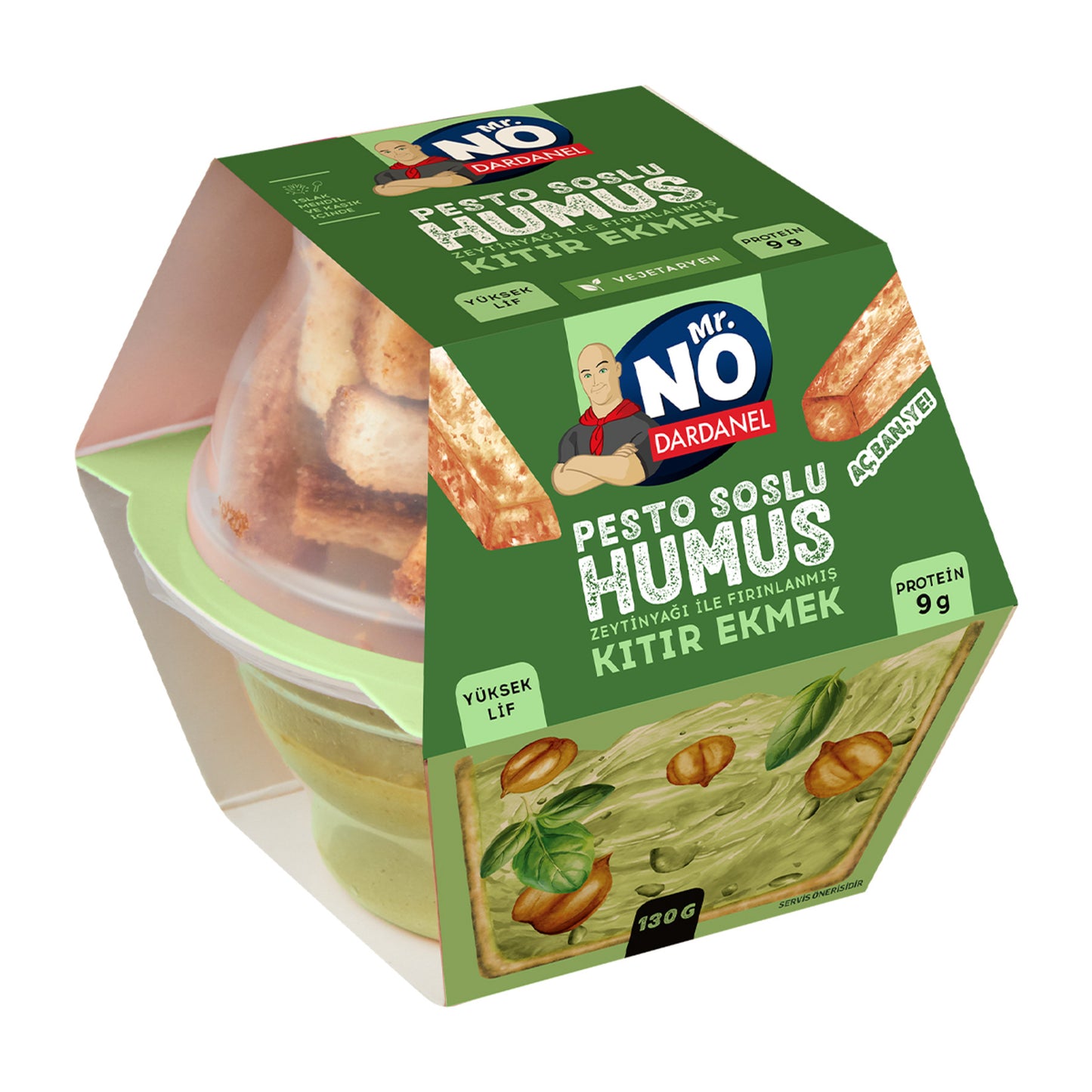 Mr.No Pesto Soslu Humus Zeytinyağlı Kıtır Ekmek 130 G
