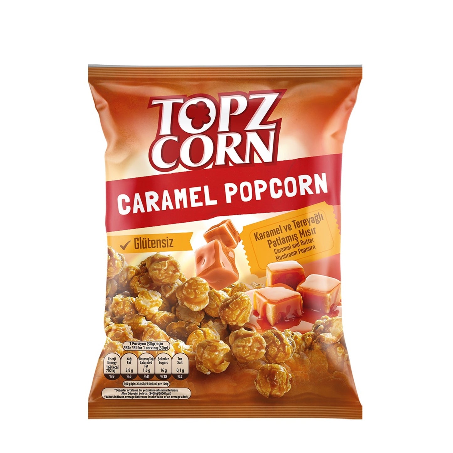 Topzcorn Caramel & Butter Gluten-Free Popcorn 100g