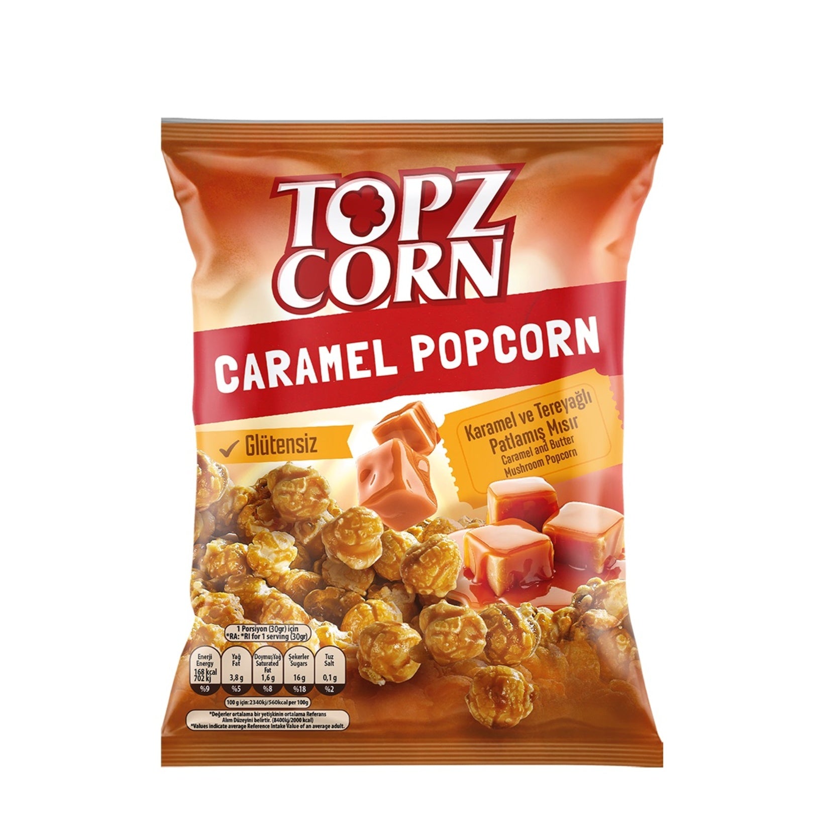 Topzcorn Caramel & Butter Gluten-Free Popcorn 100g