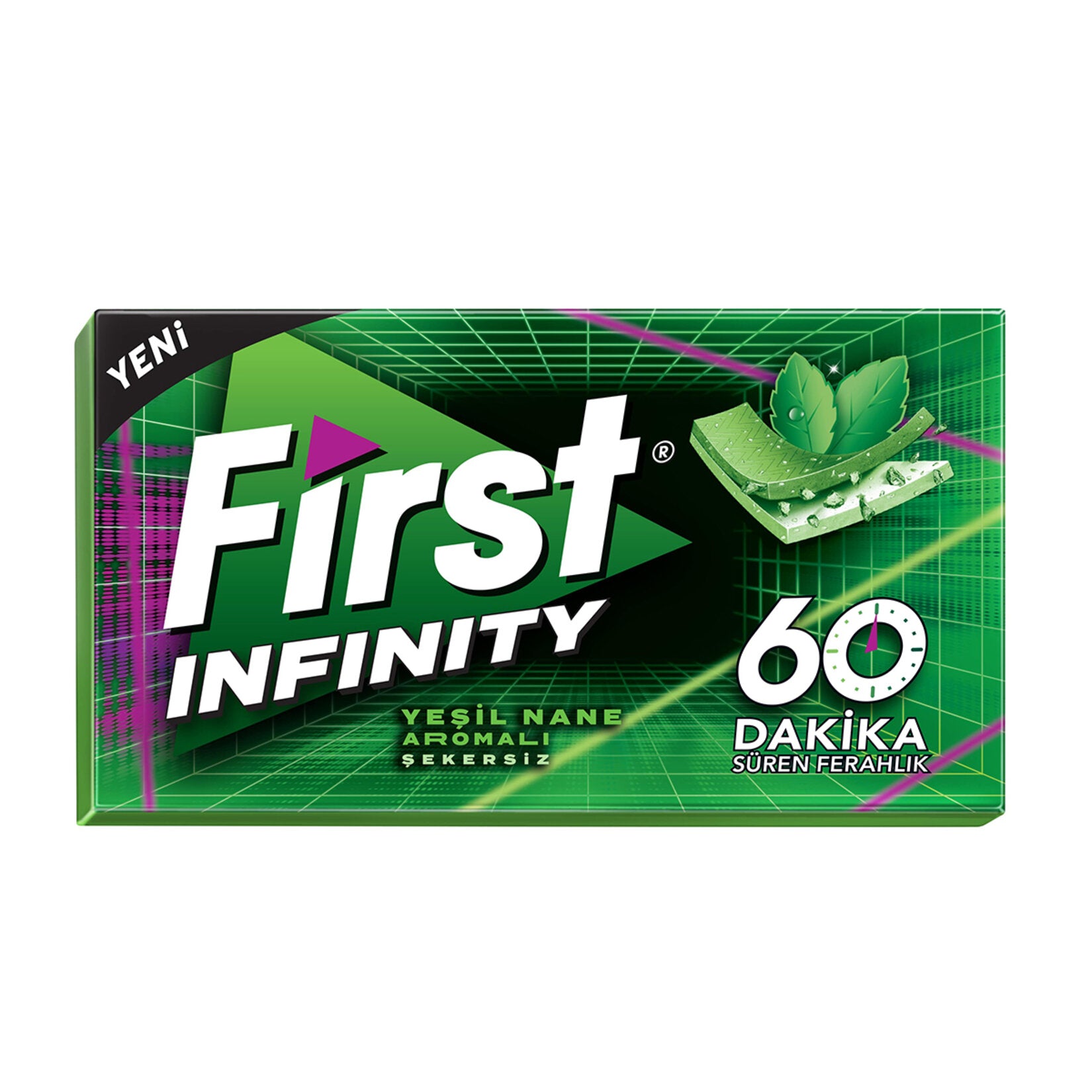 First 60 Dk Infinity Green Mint Flavored Gum (Yeşil Nane Aromalı Sakız) 27 G