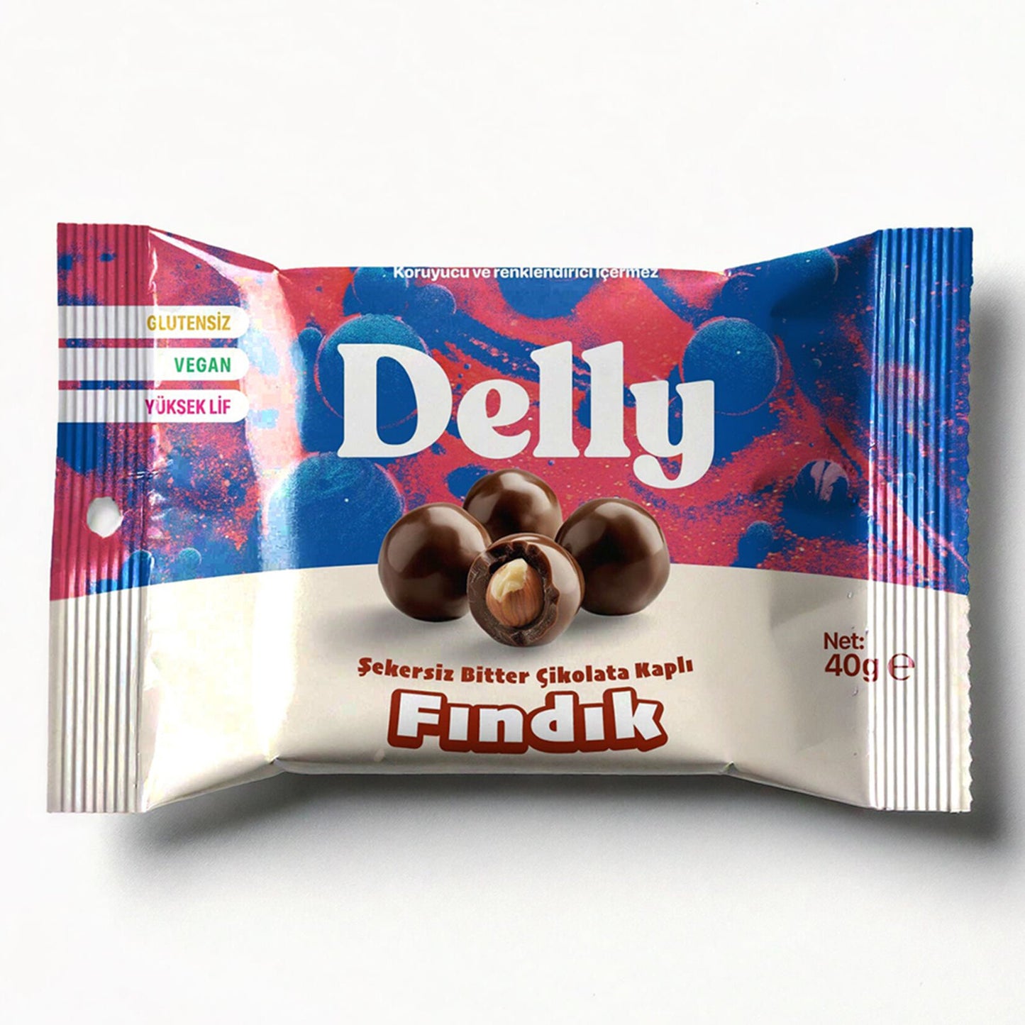 Delly Şekersiz Çikolata Kaplı Fındık 40 G