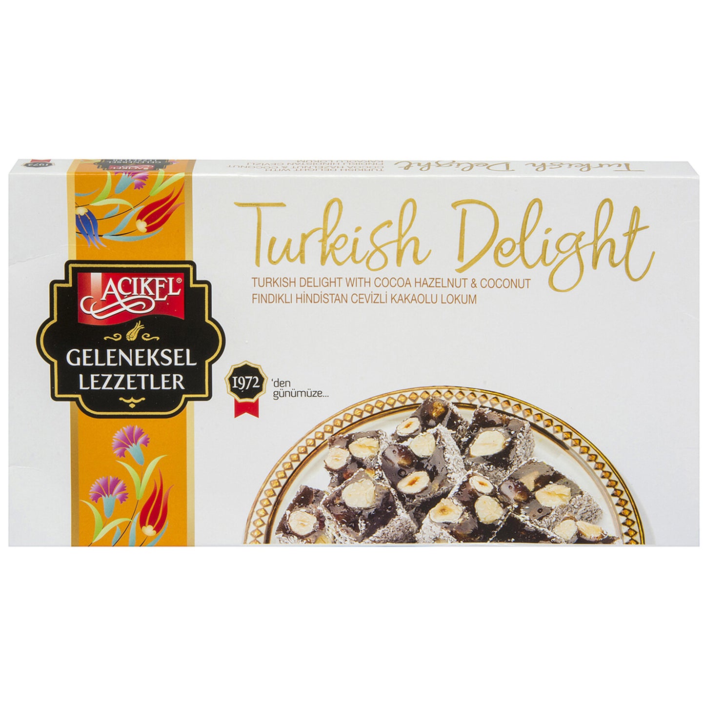 Açıkel Hazelnut Coconut Cocoa Turkish Delight (Fındıklı Hindistan Cevizli Kakaolu Lokum) 275 G
