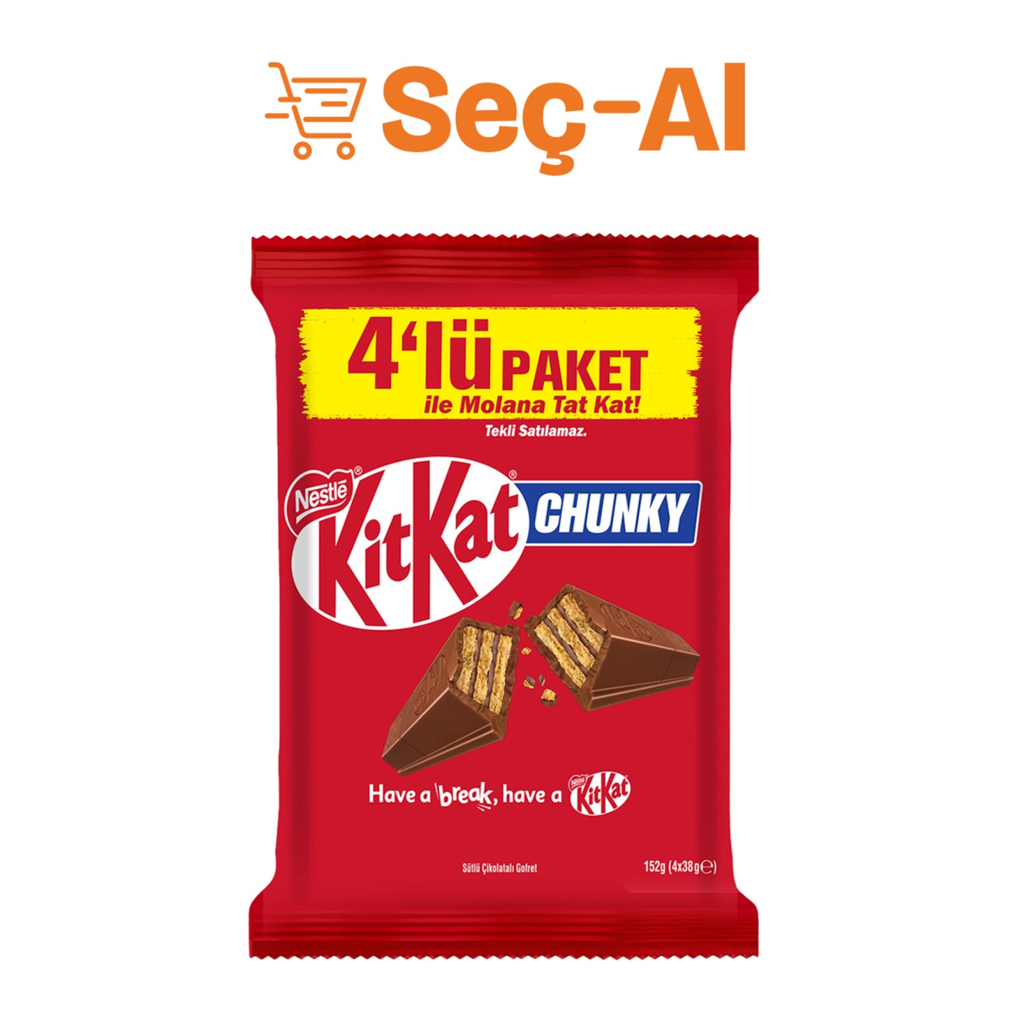 Kitkat Chunky Milk Chocolate Wafer 4 x 38g
