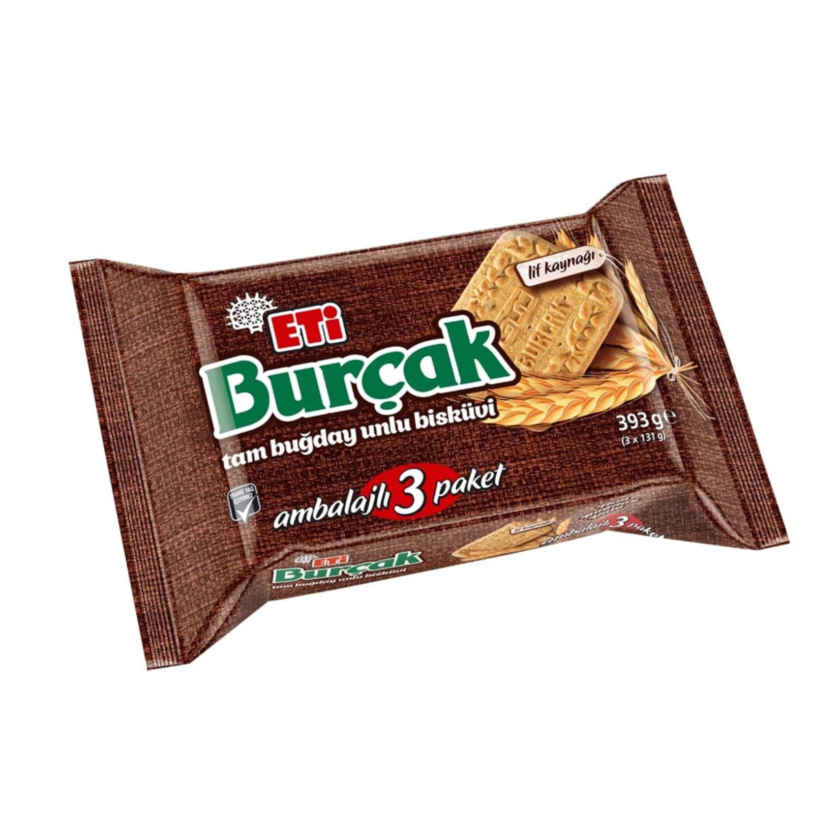 Eti Burçak Whole Wheat Flour Biscuit 3 x 131g