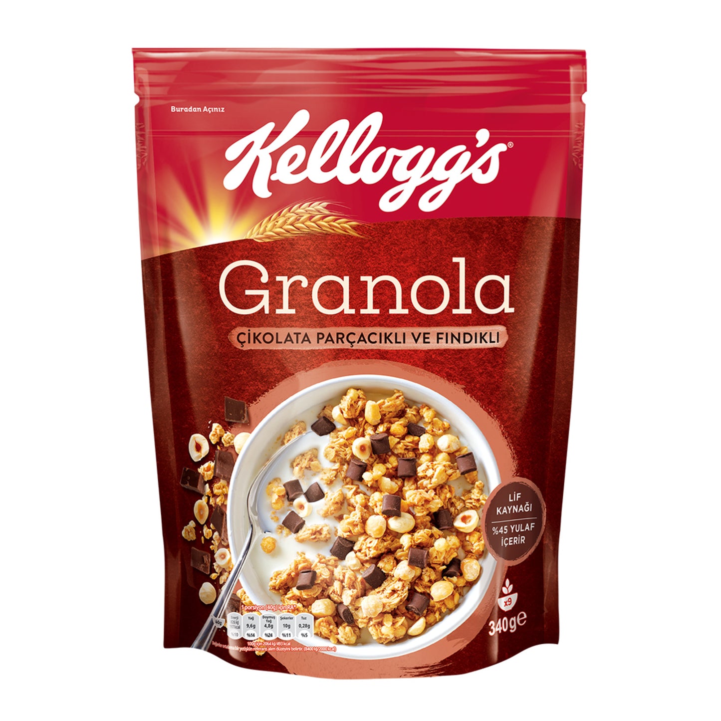 Kellogg's Granola with Chocolate Chips and Hazelnuts 340 G