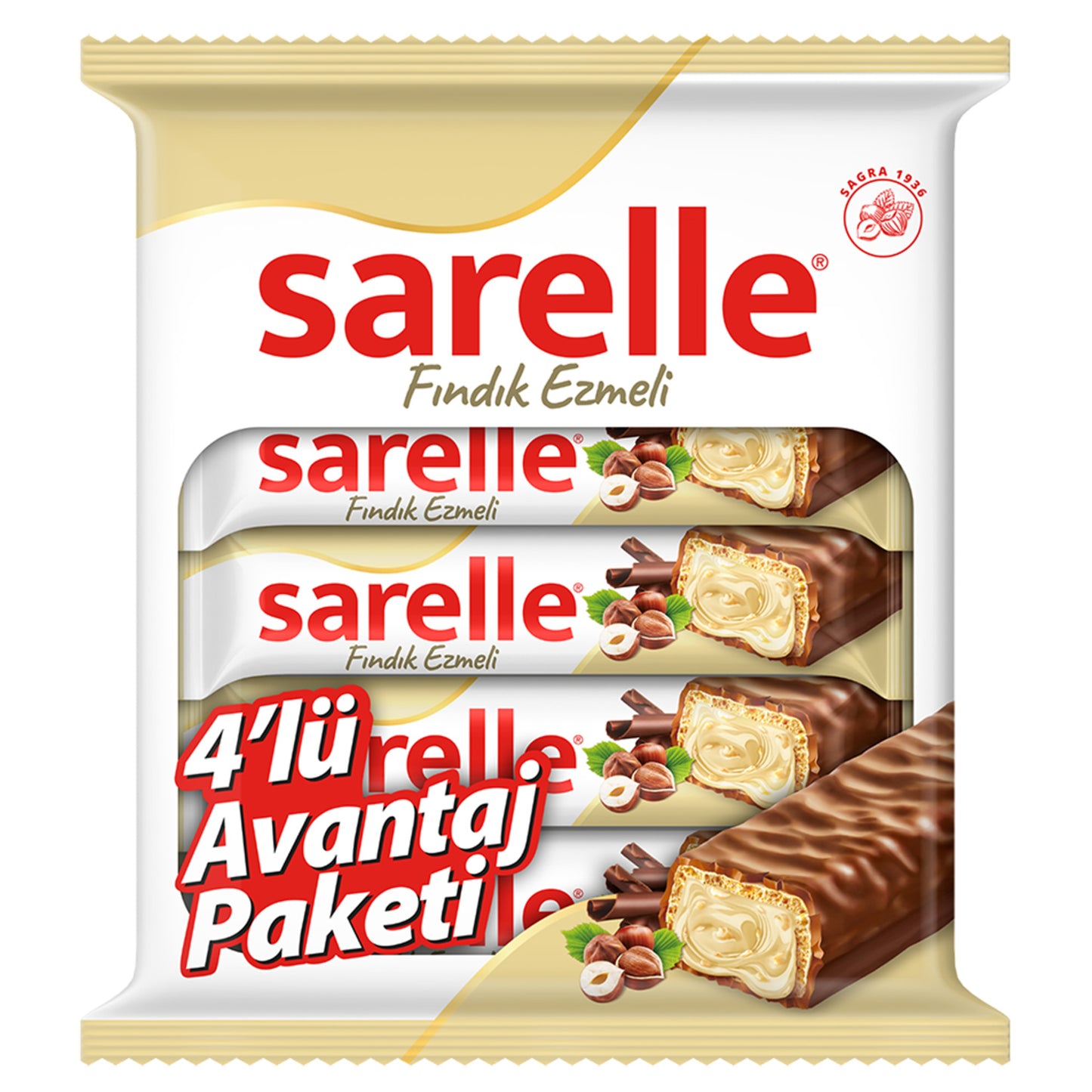 Sarelle Duo Milk Chocolate Hazelnut Filled Wafer 4X33g