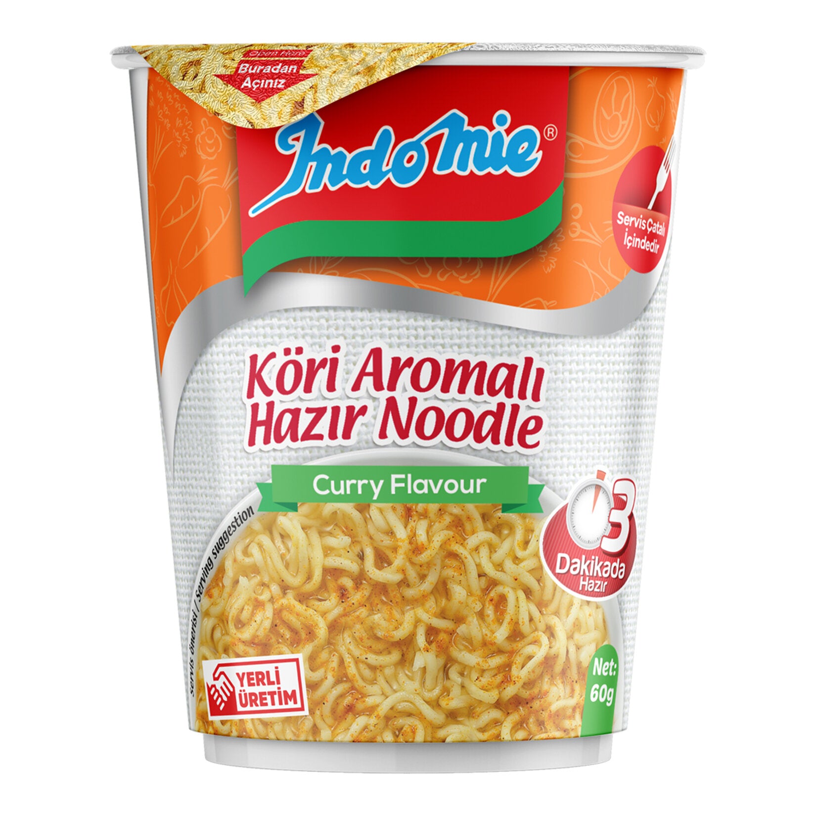 Indomie Köri Çeşnili Noodle (Bardak) 60 G