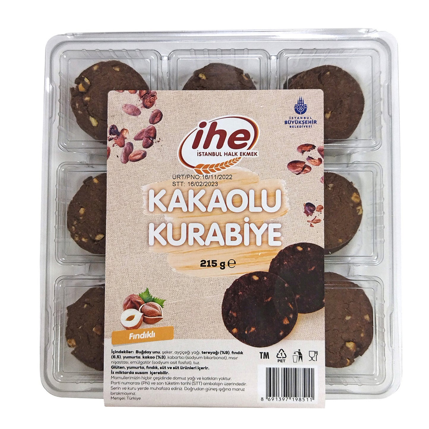 İhe Cocoa Hazelnut Cookie (Kakaolu Fındıklı Kurabiye) 215g