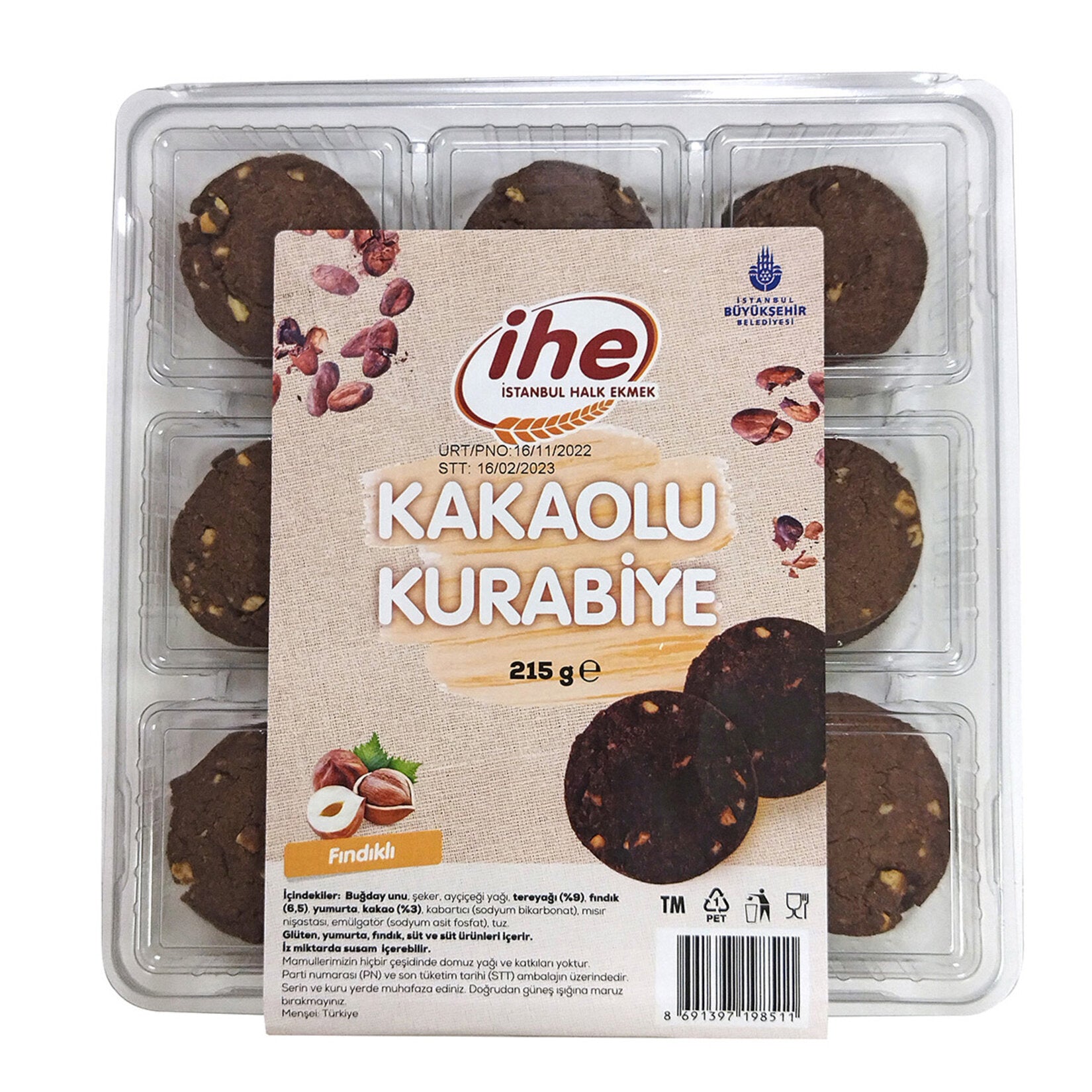 İhe Cocoa Hazelnut Cookie (Kakaolu Fındıklı Kurabiye) 215g