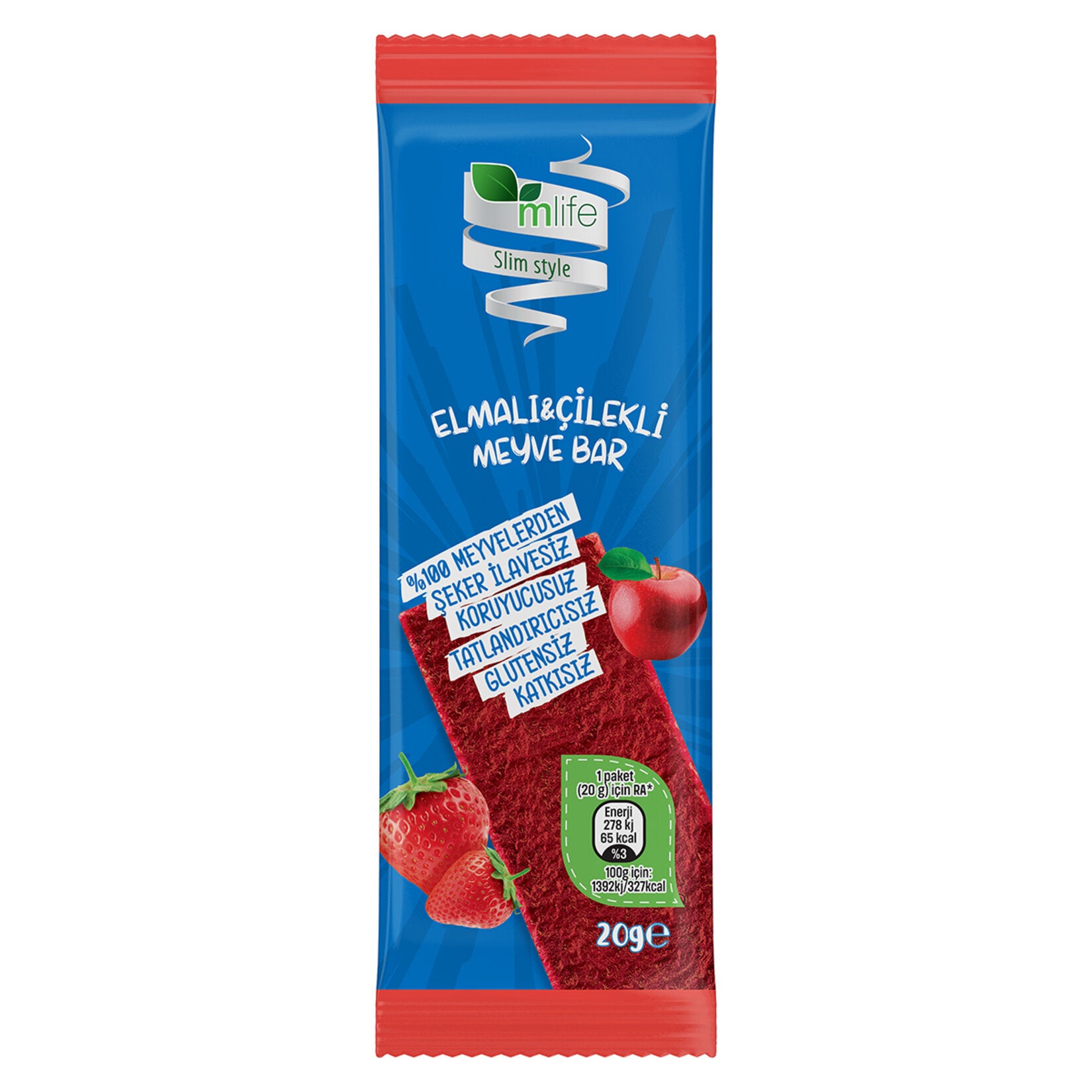 M Life Slim Style Apple & Strawberry Fruit Bar 20g