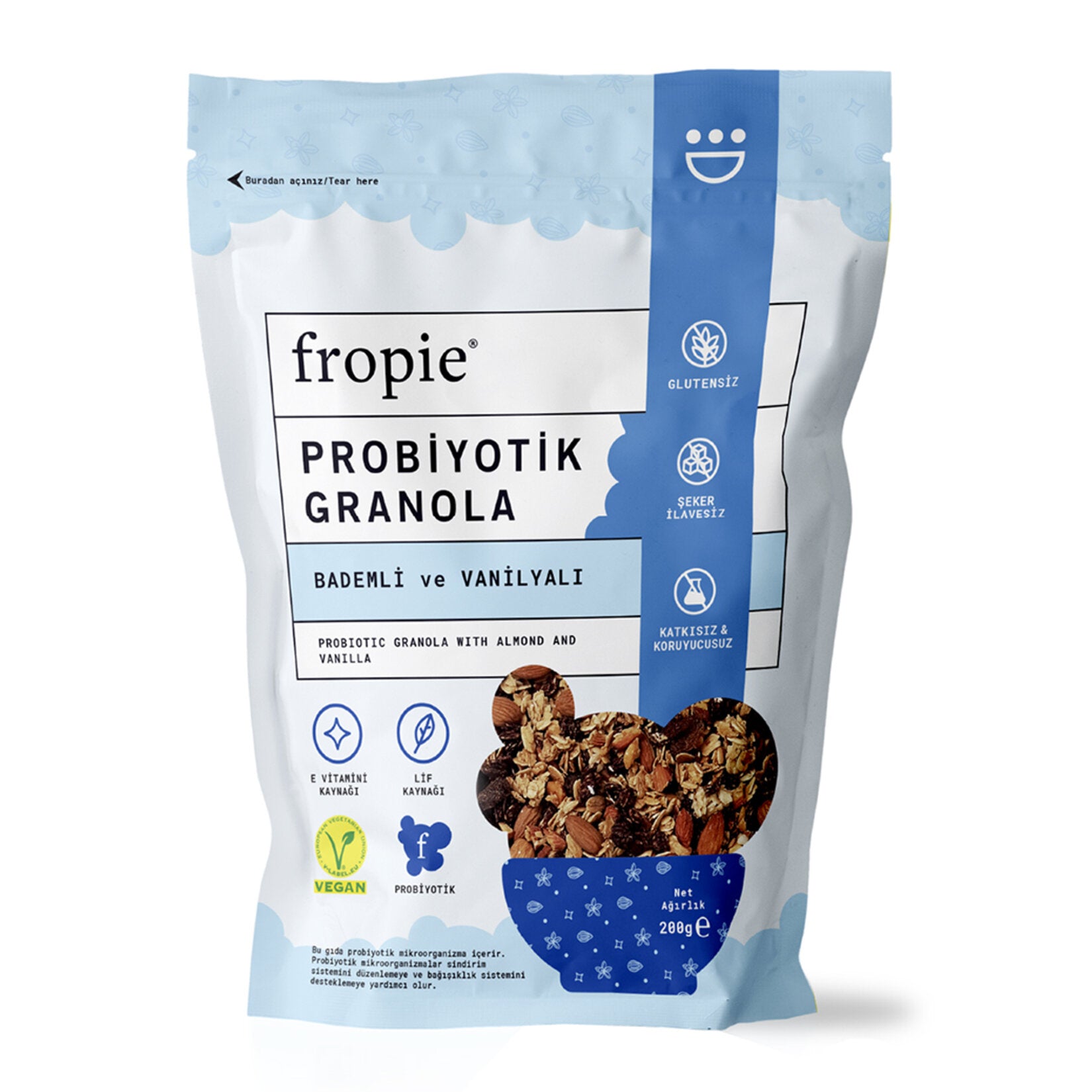 Fropie Almond & Vanilla Probiotic Granola 200 G (Badem & Vanilya Probiyotik Granola)