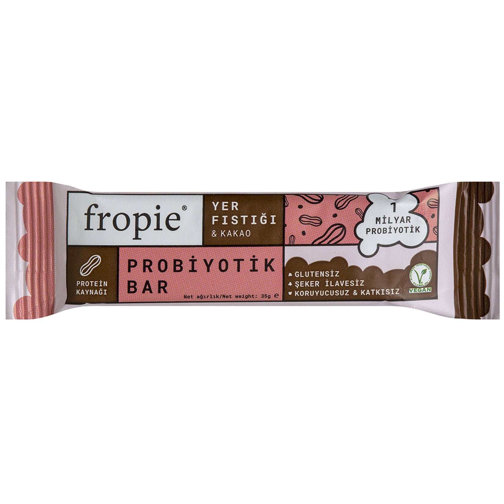 Fropie Yer Fıstığı & Kakao Probiyotik Bar 35 G