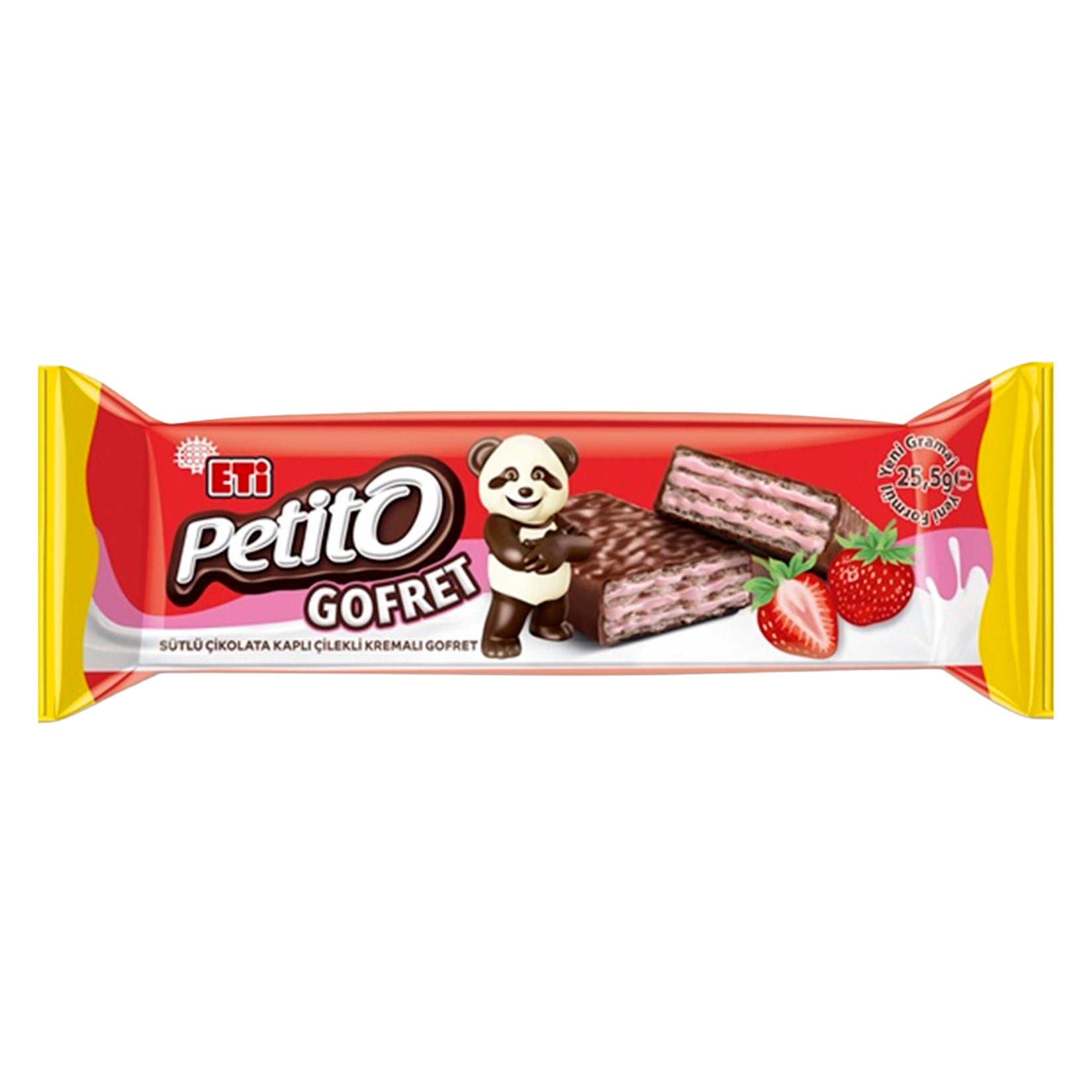 Eti Petito Milk Chocolate Covered Strawberry Cream Wafer (Sütlü Çikolata Kaplı Çilekli Kremalı Gofret) 25.5g