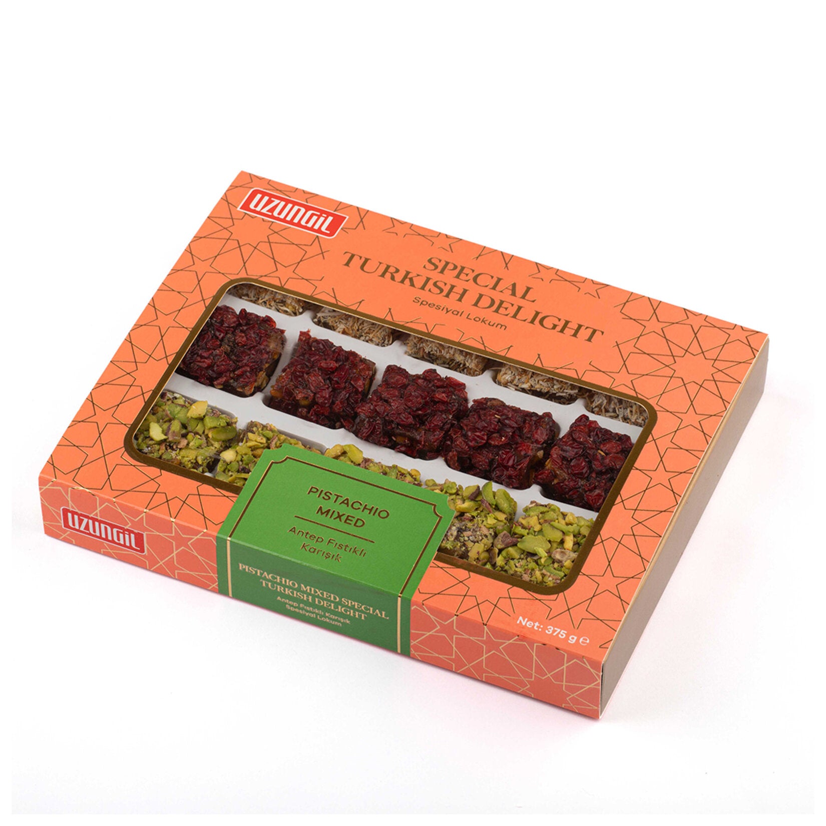 Uzungil Special Mixed Turkish Delight with Pistachios (Antep Fıstıklı Lokum) 375g