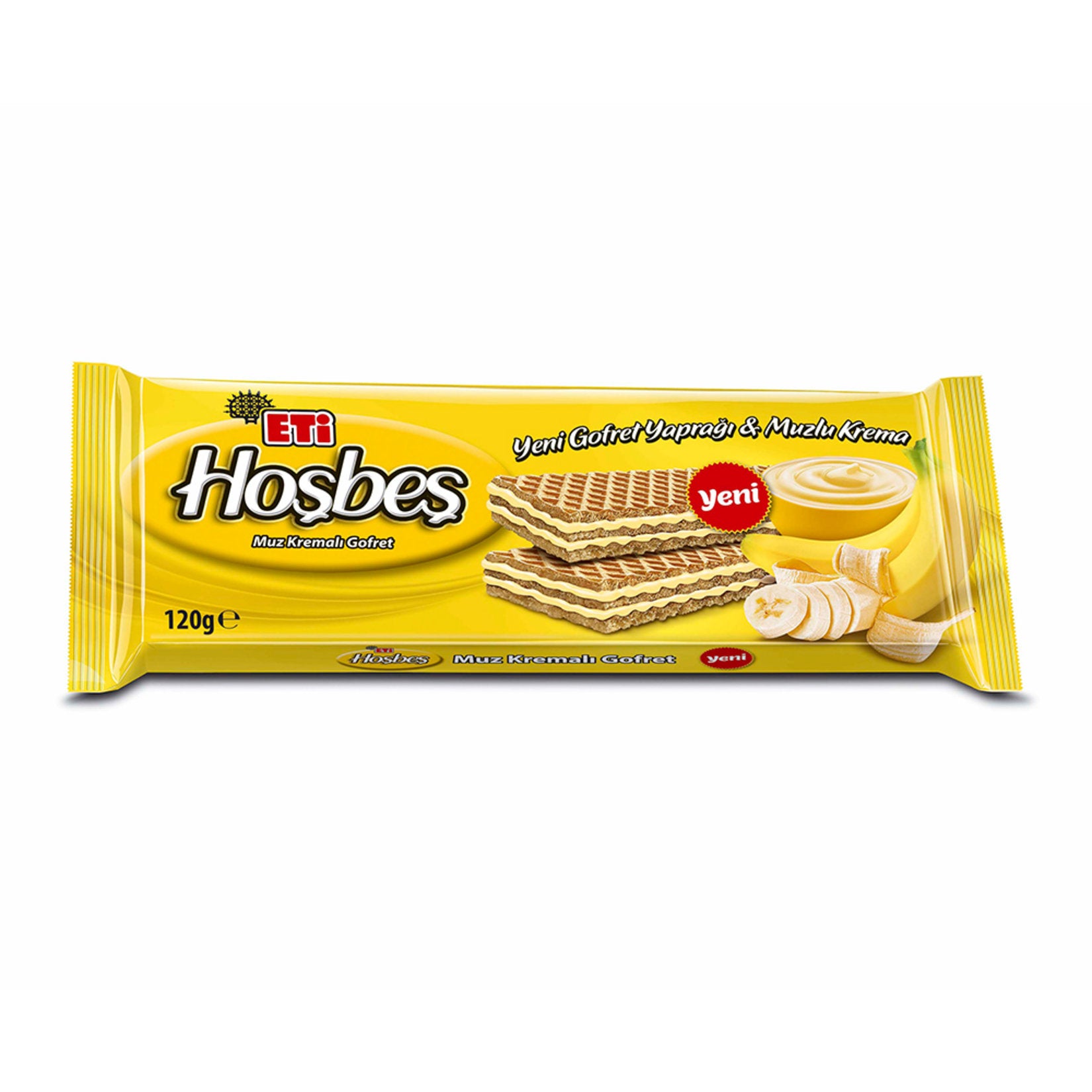 Eti Hoşbeş Banana Cream Wafer (Muz Kremalı Gofret) 120 G