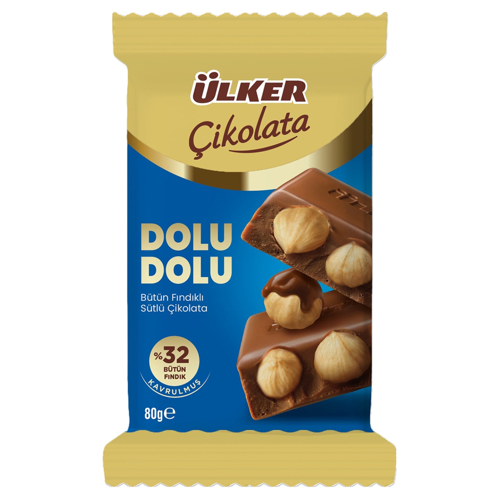 Ülker Chocolate Filled with Hazelnuts (Çikolata Dolu Dolu Fındıklı) 80g
