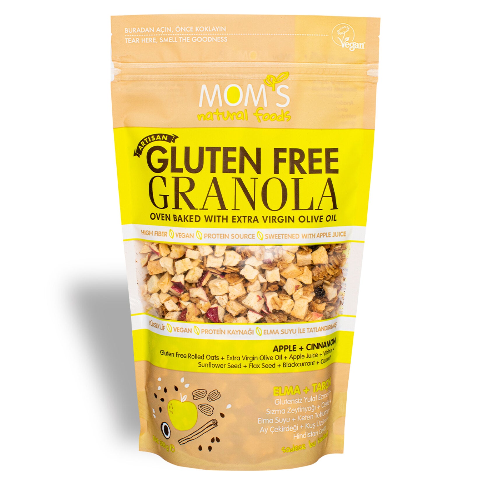 Mom's Gluten-Free Apple & Cinnamon Granola 300 G (Glutensiz Elmalı Tarçınlı Granola)