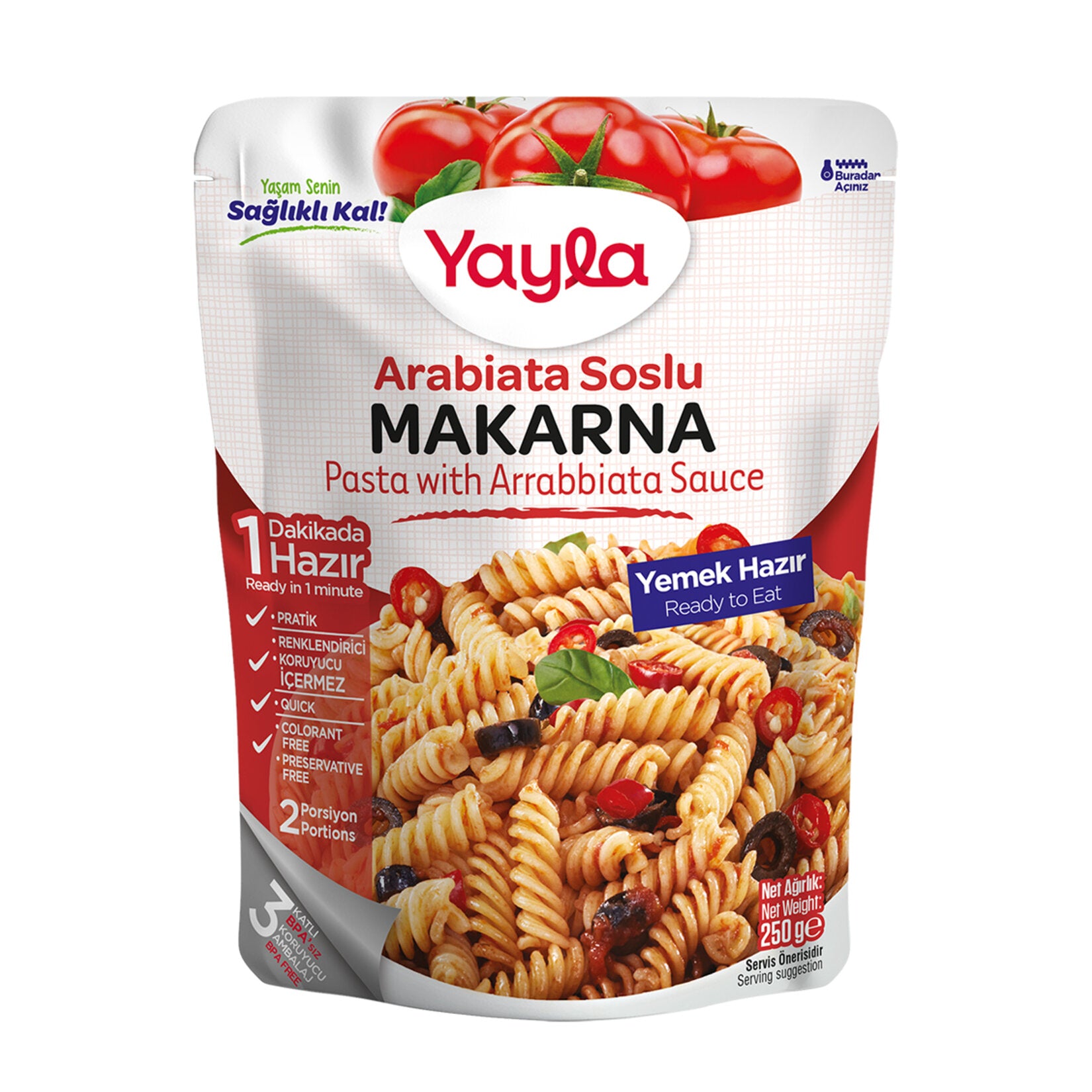 Yayla Arrabbiata Sauce Pasta (Arabiata Soslu Makarna) 250 G