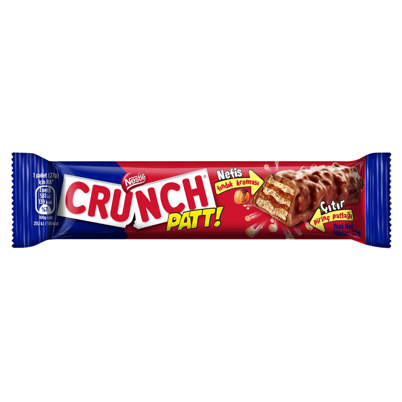 Nestle Crunch Patt Rice Hazelnut Cream Wafer (Pirinç Fındık Kremalı Gofret) 27 G