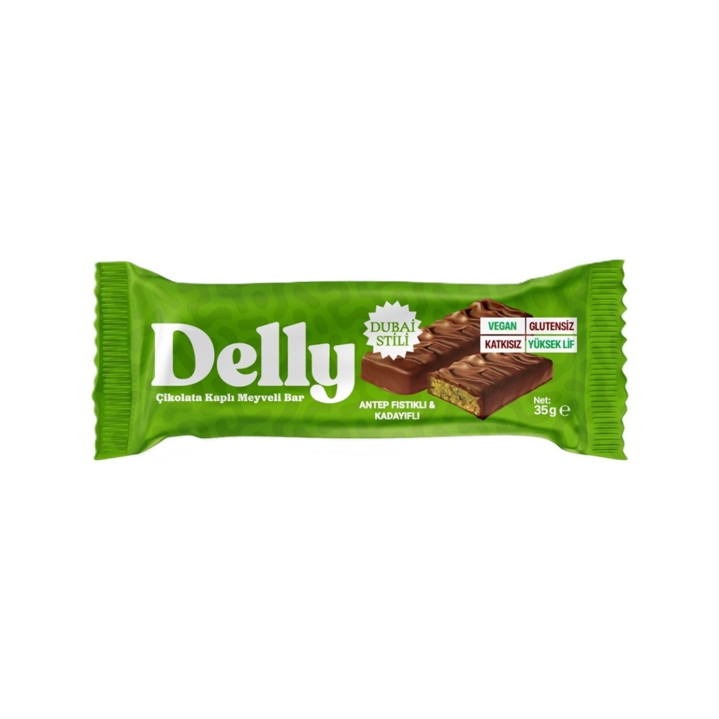 Delly Chocolate Covered Pistachio Fruit Bar with Kadaif (Kadayıflı) 35g