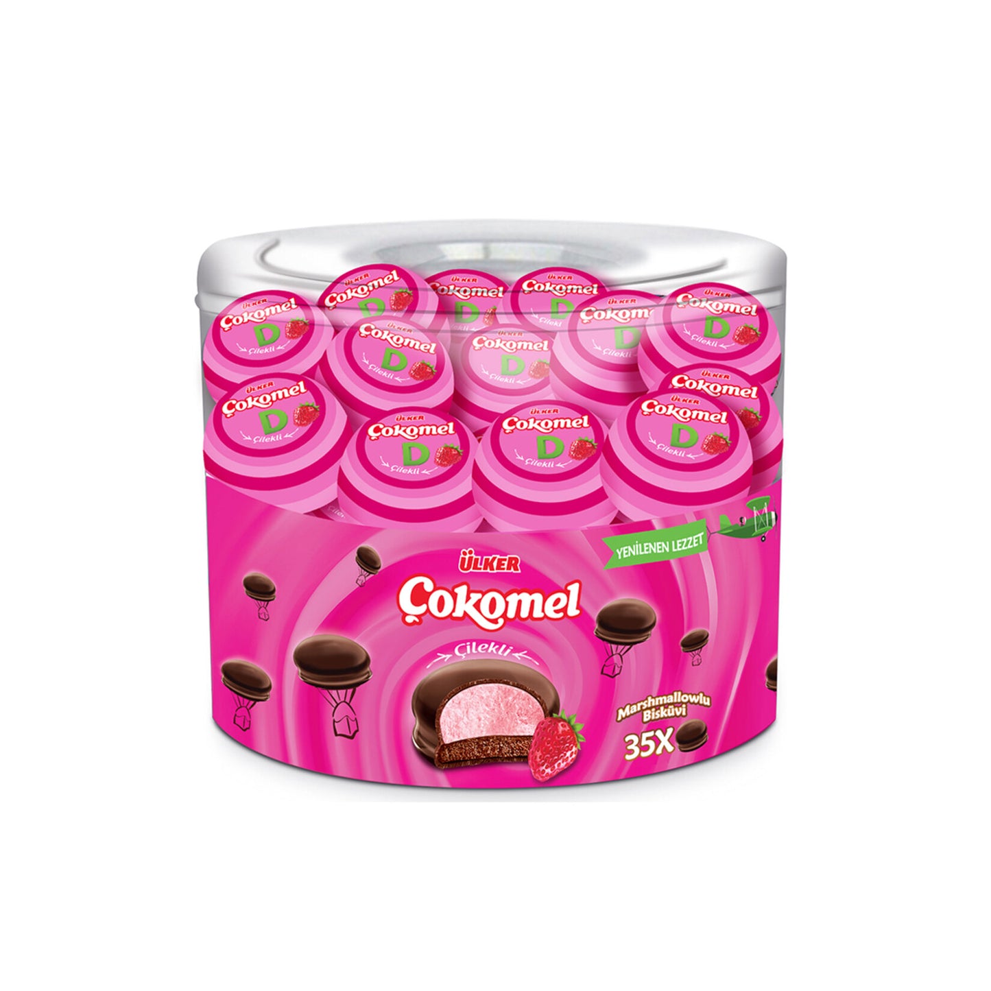 Ülker Çokomel Strawberry Marshmallow Biscuit (Çilekli Marshmallowlu Bisküvi) 420 G