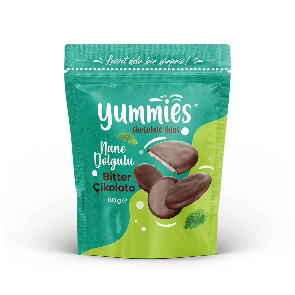 Yummies Mint Filled Dark Chocolate Buttons (çikolata) 80 G