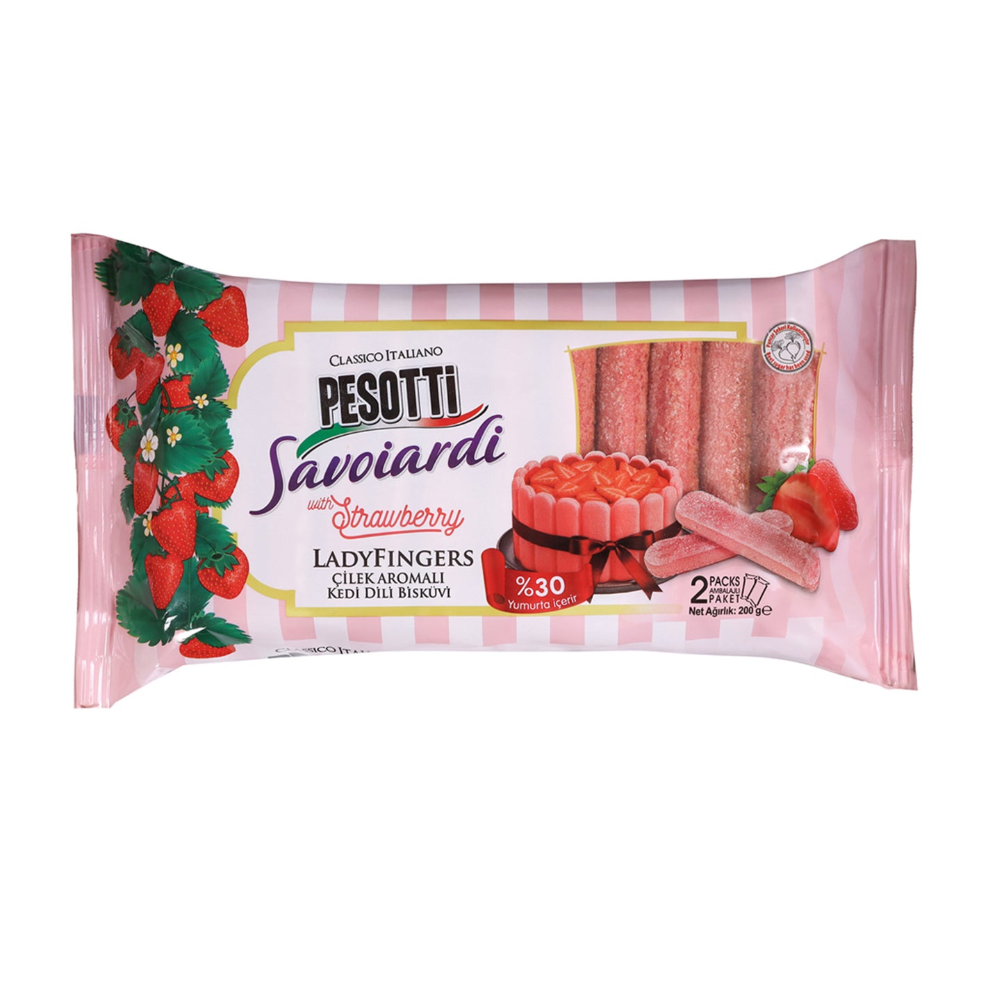 Pesotti Kedi Dili Bisküvi Çilek Aromalı 200 G