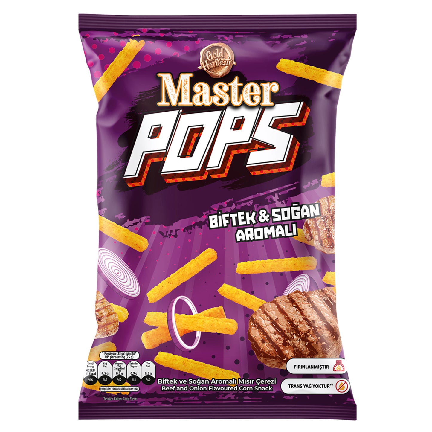Master Nut Beef Flavored Corn Snack (Biftek Soğan Aromalı Mısır Çerezi) 90 G