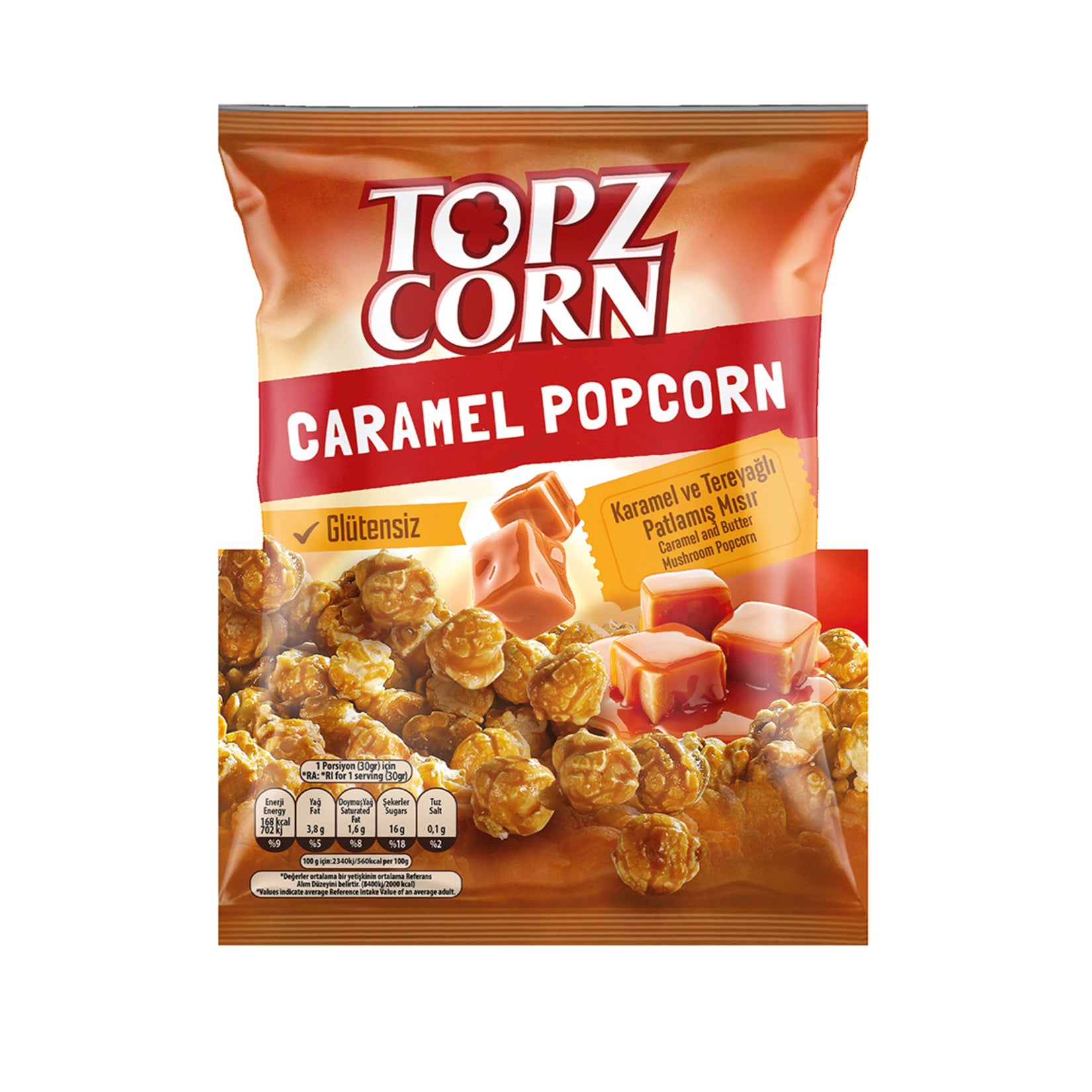 Topzcorn Karamel & Tereyağlı Glütensiz Popcorn 100 G
