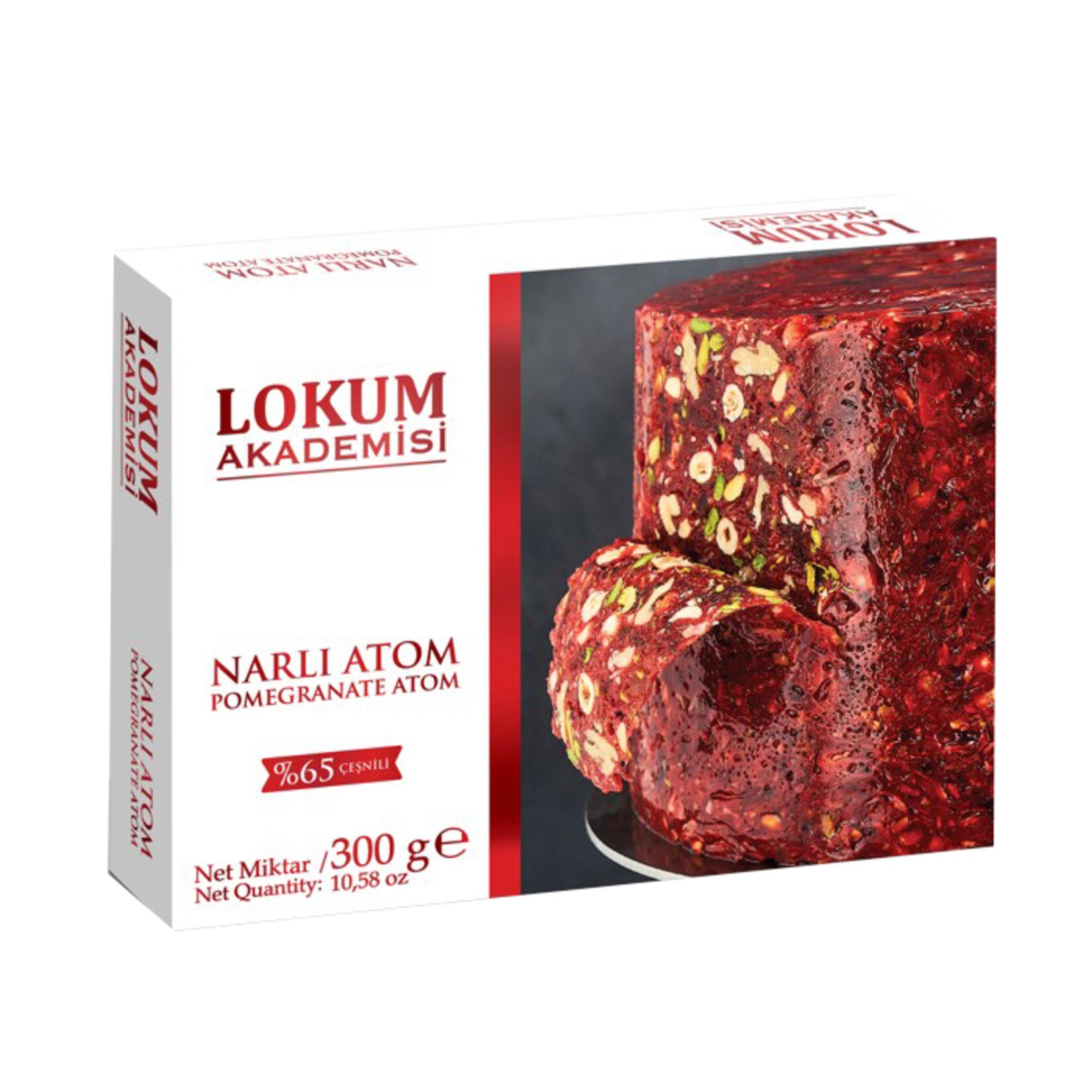 Lokum Akademisi Flavored Pomegranate Atom Turkish Delight (Lokum) 300g