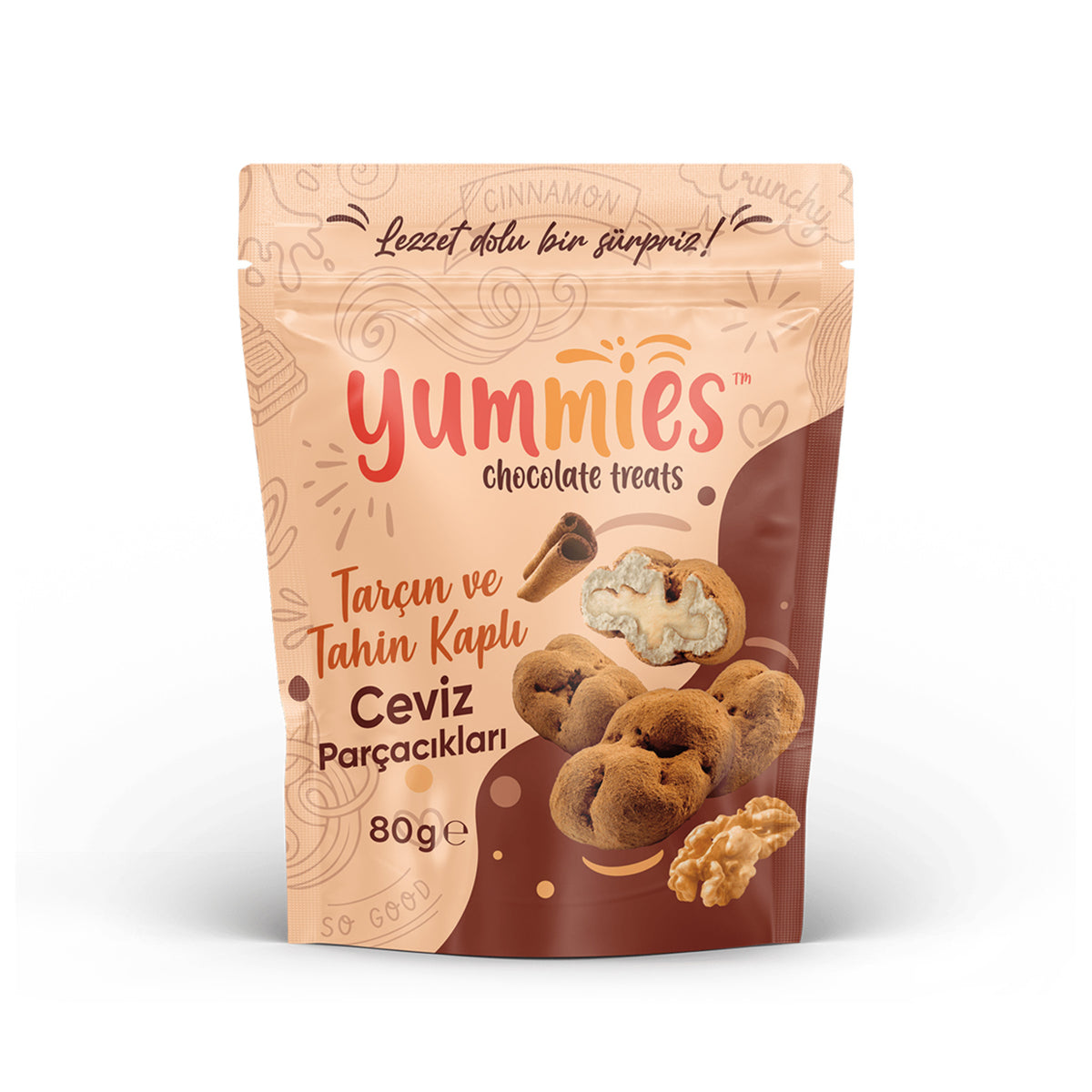 Yummies Tahini (Tahin) & Cinnamon Coated Walnut Dragee (Cevizli Draje) 80 G