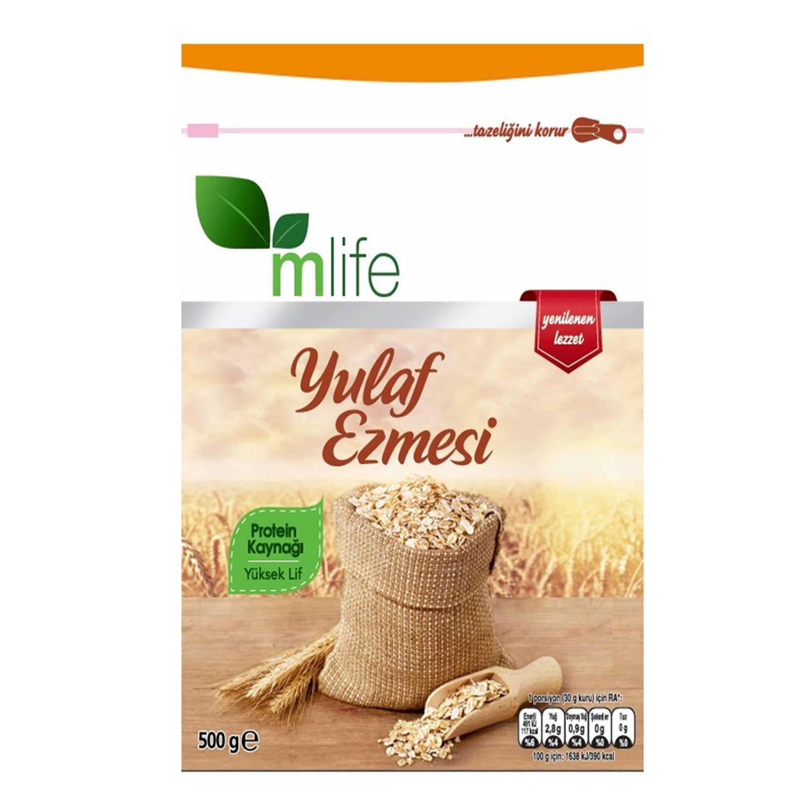M Life Oatmeal 500 G (Yulaf Ezmesi, Rolled Oats)